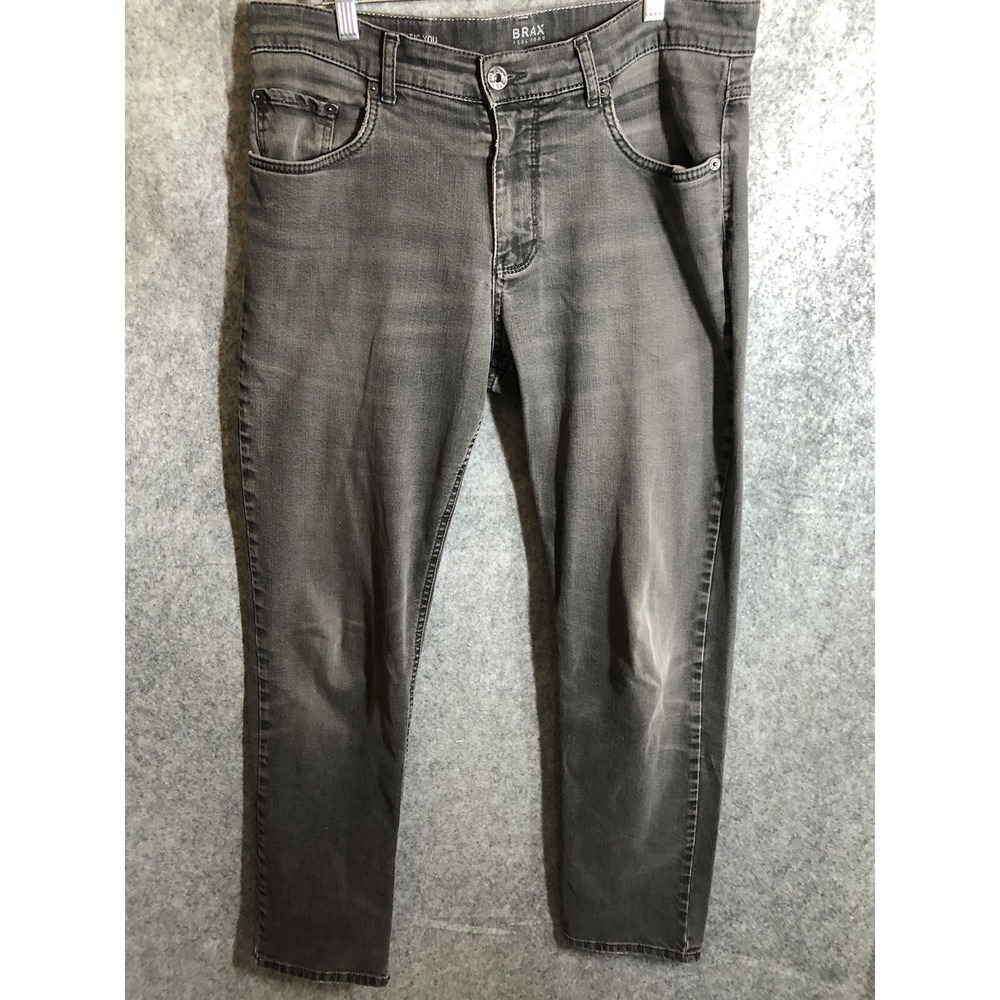 Brax Denim Jeans Mens 34x32 Blac Dark Wash Denim Stretch Straight Cooper